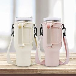 Water Bottle Carrier Bag Compatible with Stanley 40oz Tumbler with Handle, Water Bottle Holder with Adjustable Strap