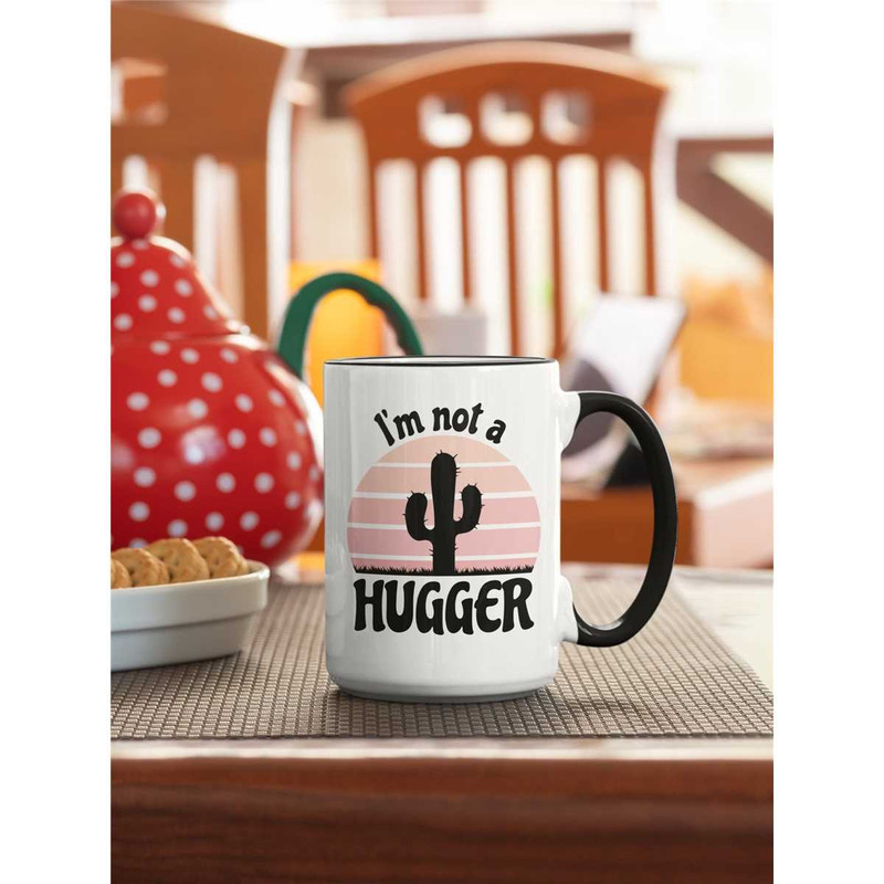 I'm Not A Hugger Mug, Cactus Cup, Funny Introvert Mug, Cactus Coffee Cup, Not a Hugger Cactus, Women's Gifts, Cacti, Ant.jpg