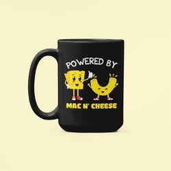 man and cheese mug, powered by mac and cheese, funny macaroni and cheese cup, noodles and cheese