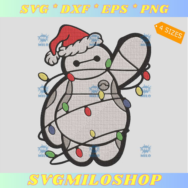 Baymax Christmas Embroidery Design, Big Hero Christmas Embroidery Desi.jpg