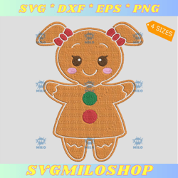 Gingerbread Girl Embroidery Design  Christmas Gingerbread Embroidery Design