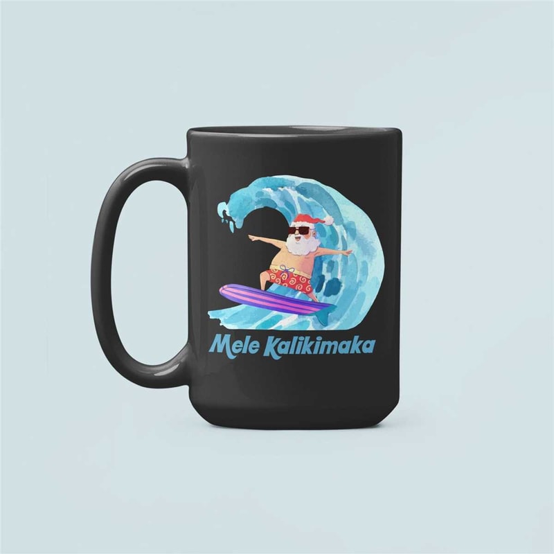 Mele Kalikimaka Mug, Merry Christmas Hawaiian Gifts, Christmas in Hawaii, Christmas in Paradise Coffee Cup, Funny Santa.jpg