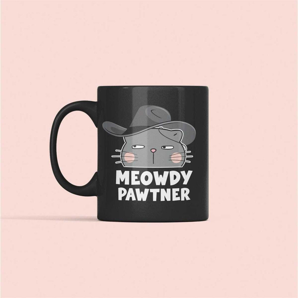 Meowdy Cat Mug, Meowdy Pawtner, Cat Cowboy Coffee Mug, Funny Cat Lover Gifts, Meowdy Purtner, Meowdy Partner, Cowboy Hat.jpg