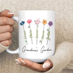 mothers day gift  custom mom mug by mugsberry  gift for mom from daughter  grandma gift  mother's day  flower mug