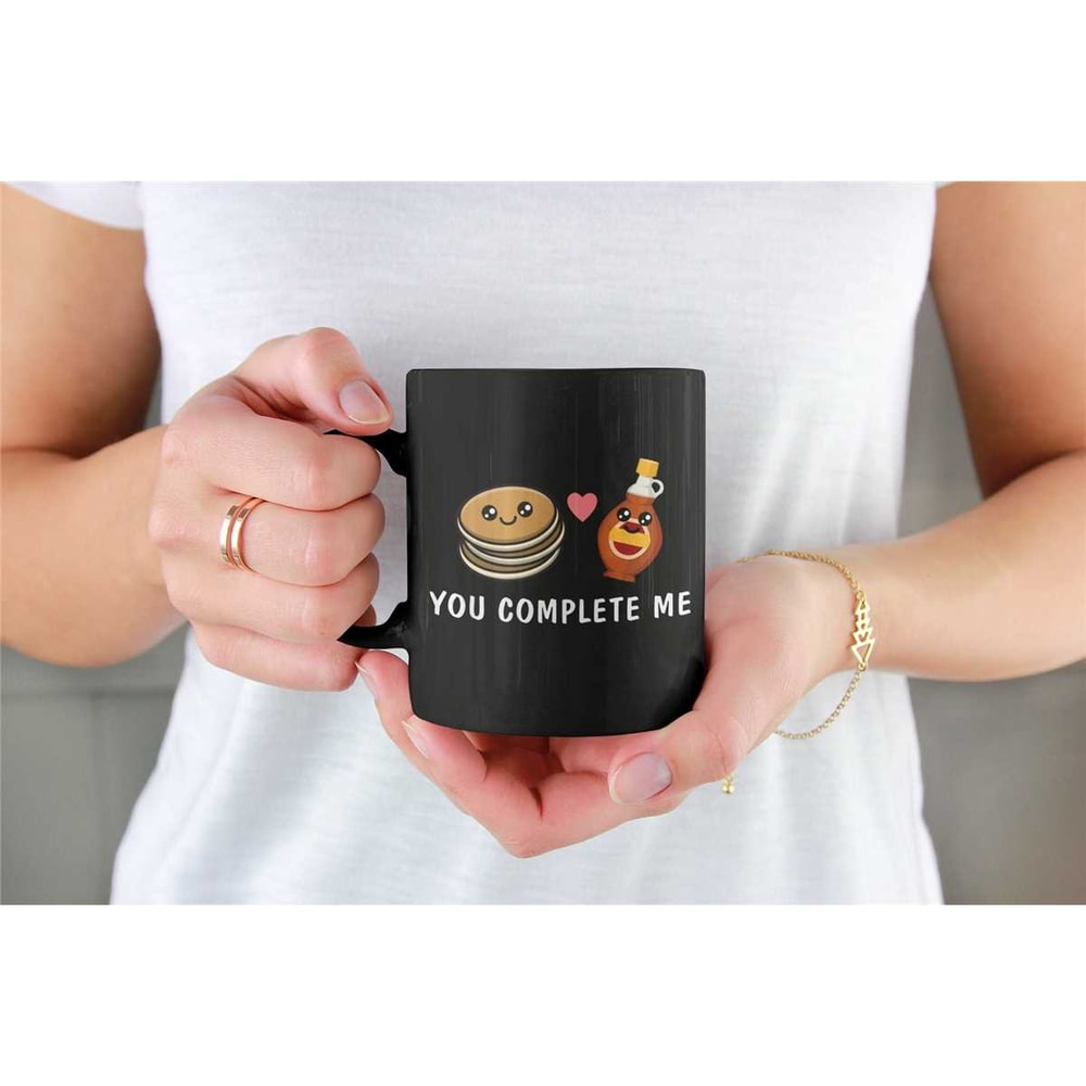 Pancake and Syrop Mug, You Complete Me Pancake and Syrup, Couples Mug, Valentines Gift, Maple Syrup and Pancake Romantic.jpg