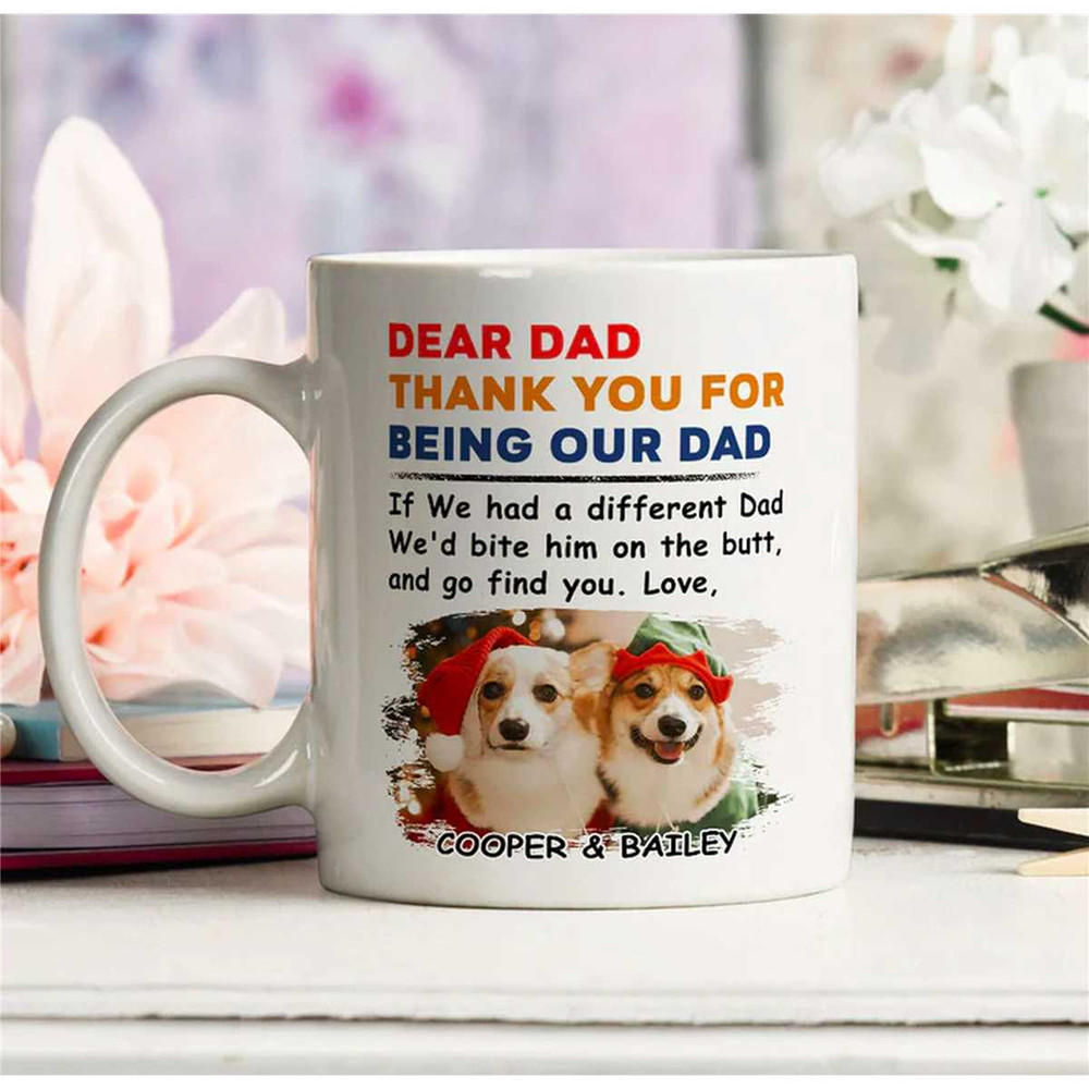 Personalized Dog Dad Christmas Mug, Custom Christmas Dog Photo Mug, Thank You For Being My Dad, Dogs Name Mug Christmas.jpg