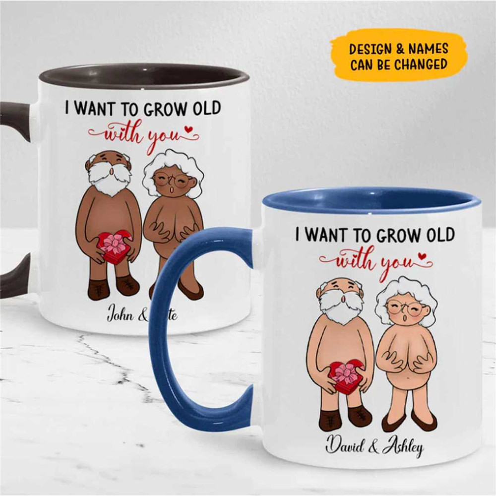 Personalized Valentines I Want To Grow Old With You Mug, Custom Valentines Couples Names Mug, Anniversary Couple Gift, G.jpg