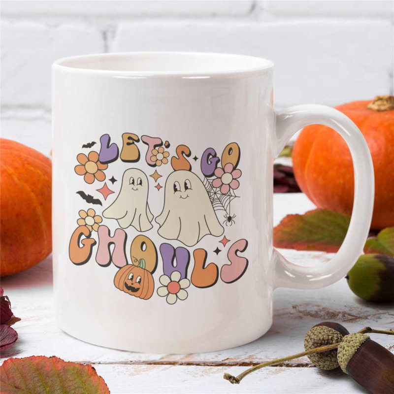 Retro Halloween Coffee Mug  Cute Retro Mug  Let's Go Ghouls  Pumpkin mug.jpg