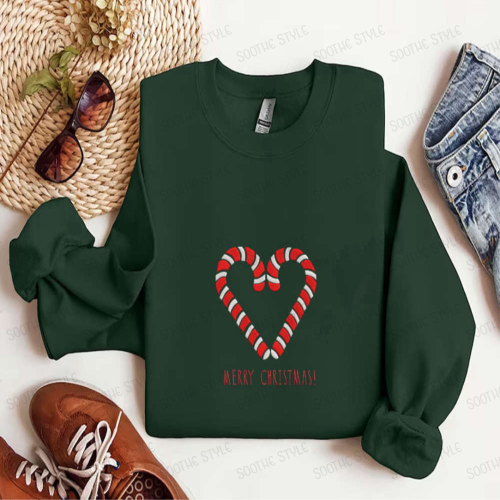 Candy Cane Embroidered Sweatshirt, Candy Cane Sweatshirt, Christmas Gift.jpg