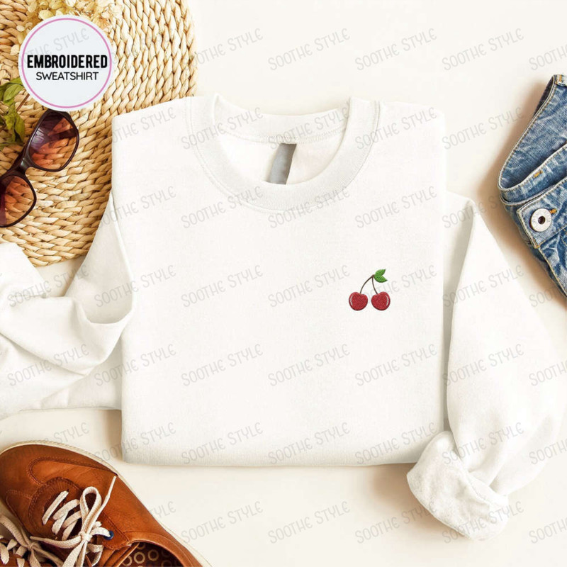 Cherries Embroidered Sweatshirt 2D Crewneck Sweatshirt For Men Women.jpg