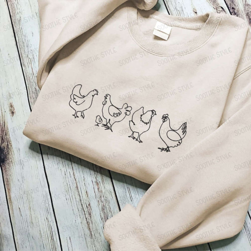 Chicken Embroidered Sweatshirt 2D Crewneck Sweatshirt For Men Women.jpg
