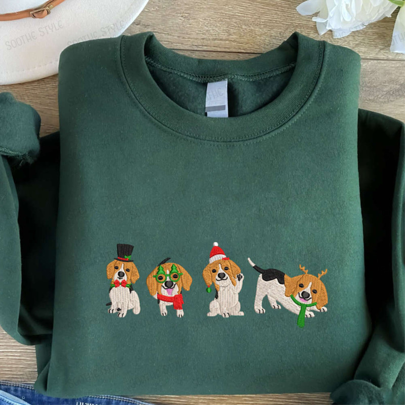 Christmas Dogs Embroidered Sweatshirt, Cute Dogs Embroidered Sweatshirt, Christmas Gift.jpg