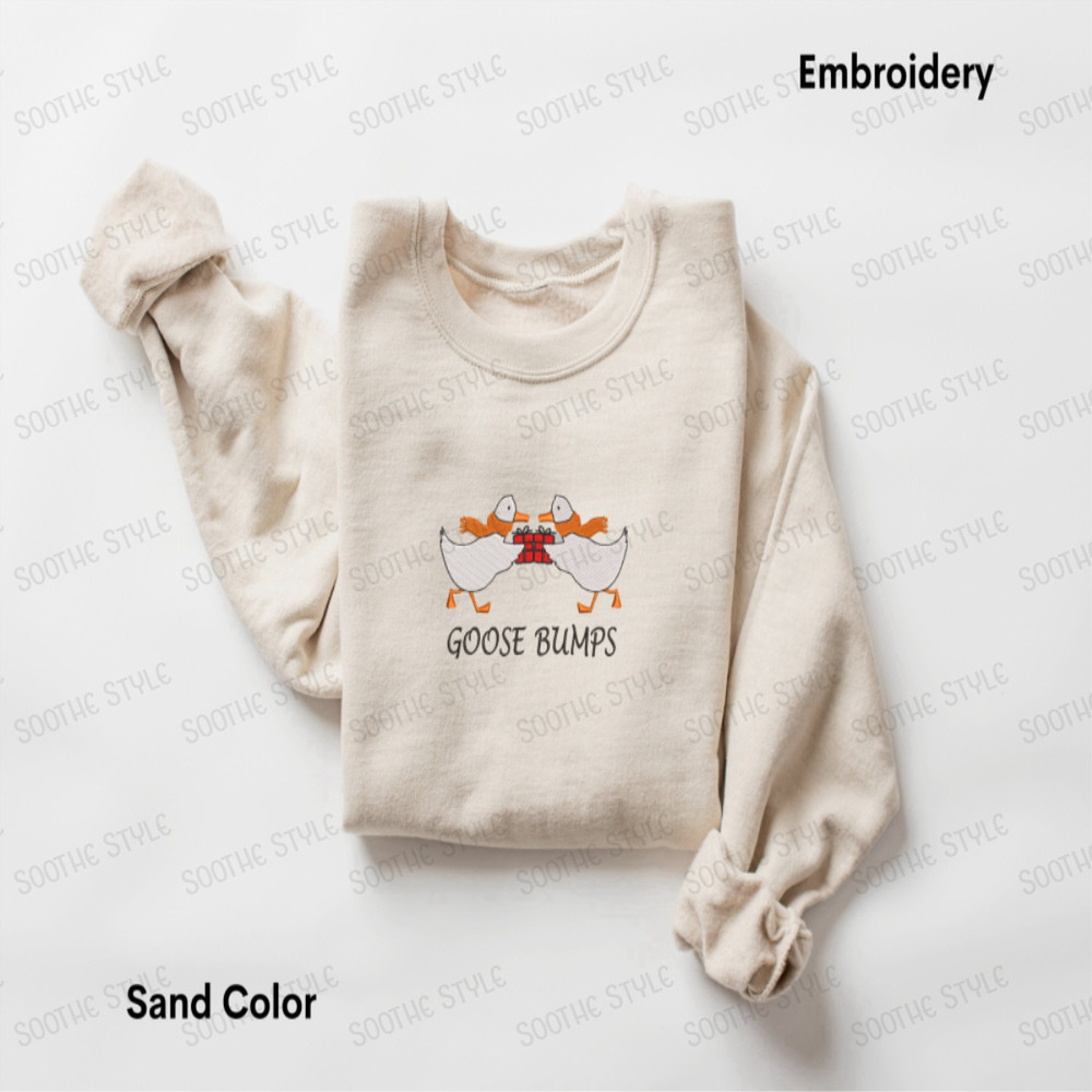 Christmas Goose Bumps Embroidery Sweatshirt, Goose Bumps Sweatshirts For Family.jpg