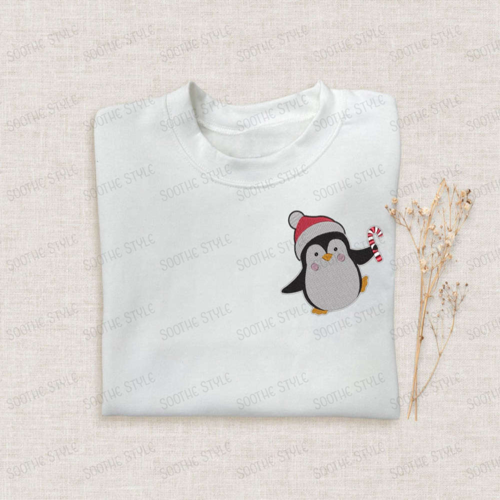 Christmas Penguin Embroidered Sweatshirt 2D Crewneck Sweatshirt For Men.jpg