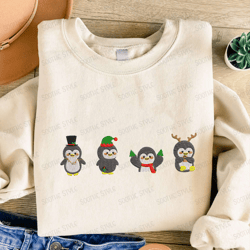 christmas penguin embroidered sweatshirt, embroidered sweatshirt for family