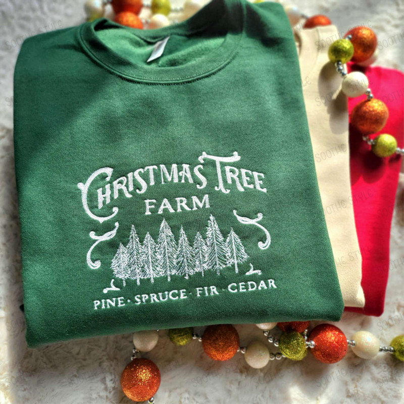 Christmas Sweatshirt, Christmas Tree Embroidered Sweatshirt, Gift For Christmas.jpg