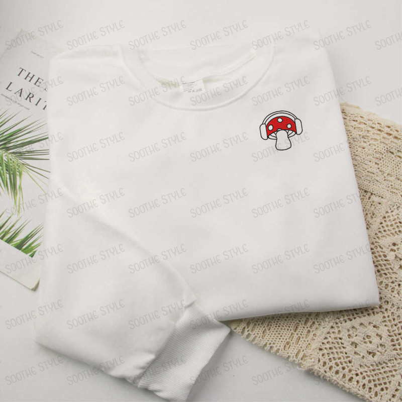 Creative Embroidered Red Mushroom Sweatshirt, Gifts For Music Teachers.jpg