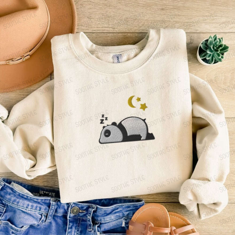 Cute Panda Embroidered Sweatshirt 2D Crewneck Sweatshirt Gift For Family.jpg