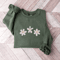 Daisies Sweatshirt, Embroidered Daisies Crewneck Sweatshirt For Flower Lover.jpg