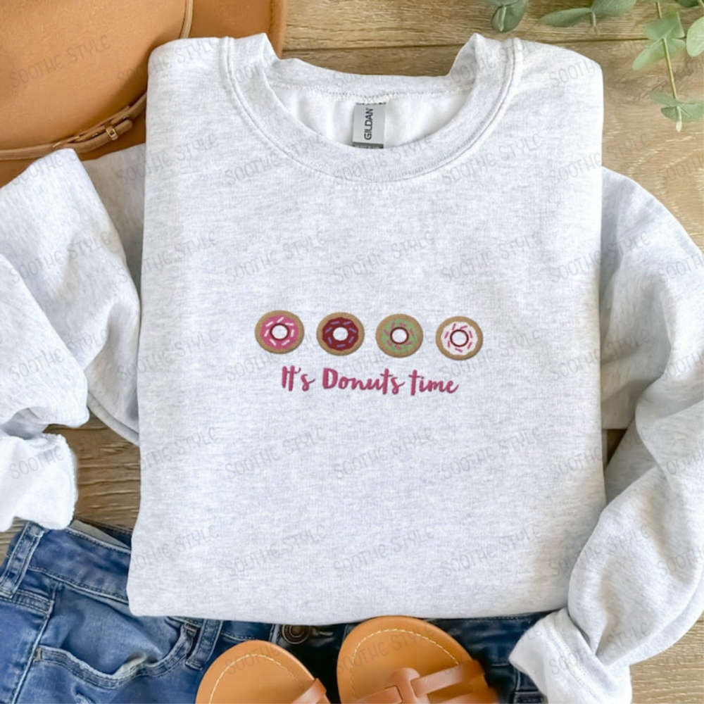 Donuts Lover Embroidered Sweatshirt 2D Crewneck Sweatshirt Gift For Family.jpg