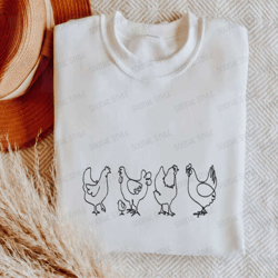 embroidered chicken sweatshirt, animal lover gift, gift for chicken lover