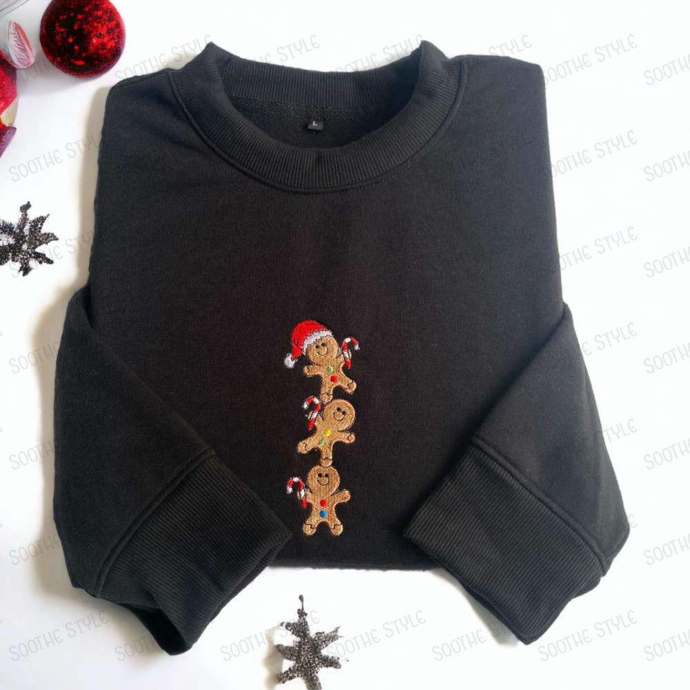 Embroidered Christmas Gingerbread Sweatshirt Embroidered Ginger Bread For Family.jpg