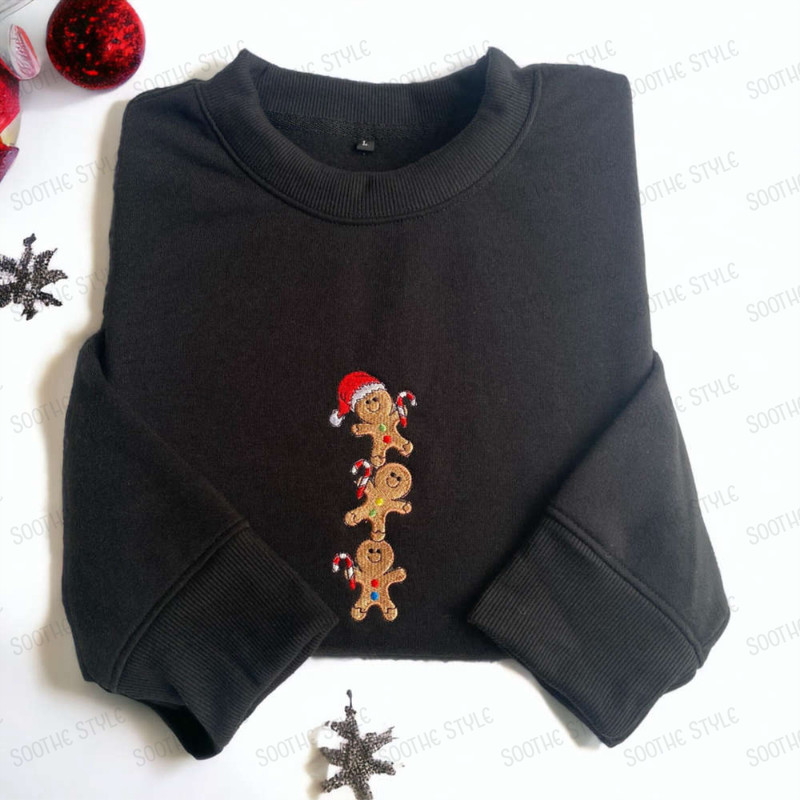 Embroidered Christmas Gingerbread Sweatshirt Embroidered Ginger Bread For Family.jpg