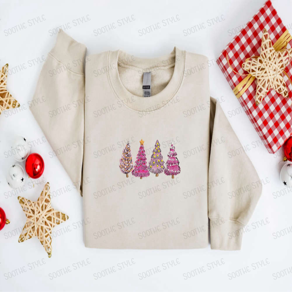 Embroidered Christmas Sweatshirt, Christmas Tree Sweatshirt For Family.jpg