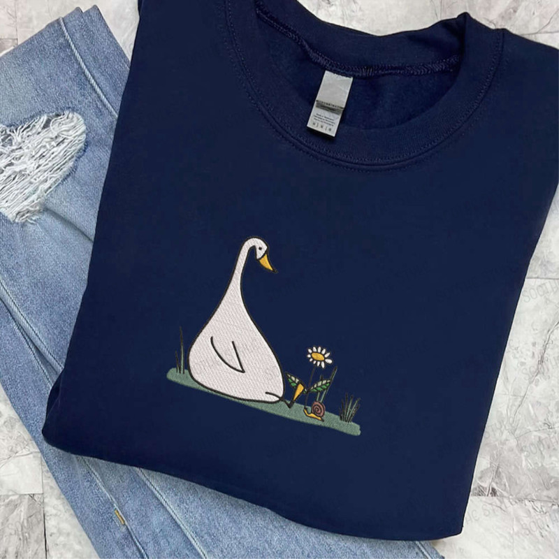 Embroidered Crewneck Sweatshirt, Silly Goose Sweatshirt, Flower Sweatshirt For Family.jpg