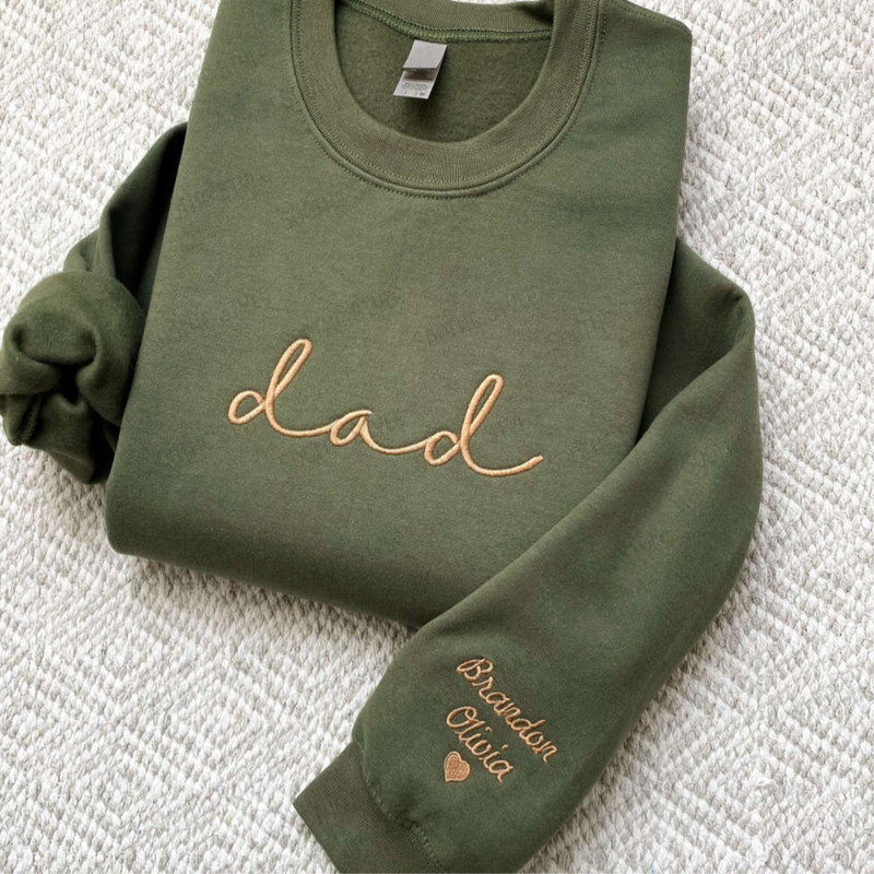 Embroidered Dad Crewneck Kids Names Sweatshirt Pregnancy Reveal For Family.jpg
