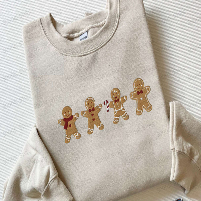 Embroidered Gingerbread Cookies Sweatshirt, Gingerbread Embroidered Sweater, Xmas Gift.jpg