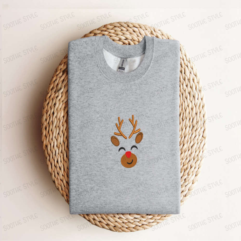 Embroidered Reindeer Christmas Sweatshirt Xmas Reindeer Sweatshirt For Family.jpg