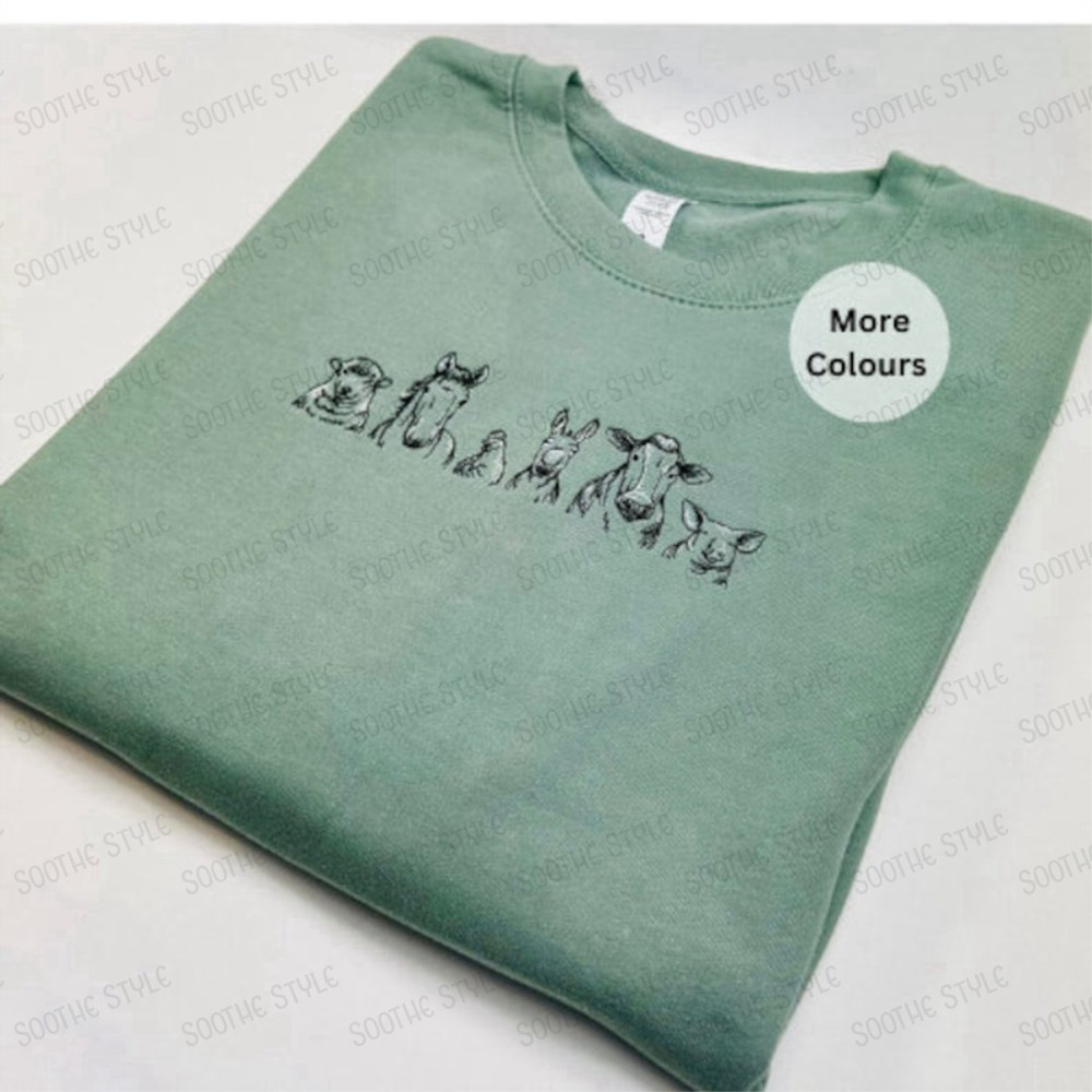 Farm Animals Embroidered Sweatshirt 2D Crewneck Sweatshirt For Family.jpg