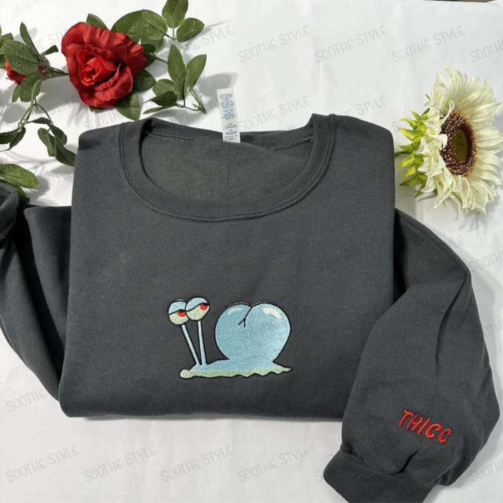 Funny Snail Embroidered Sweatshirt 2D Crewneck Sweatshirt Gift For Family.jpg