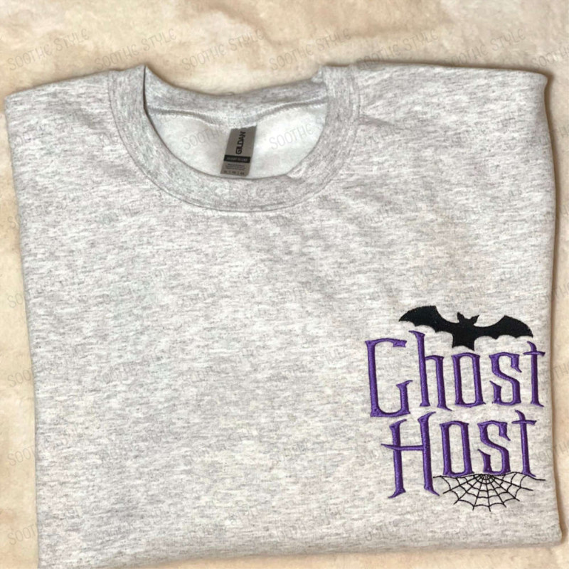 Ghost Host Embroidered Sweatshirt 2D Crewneck Sweatshirt Best Gift For Family.jpg
