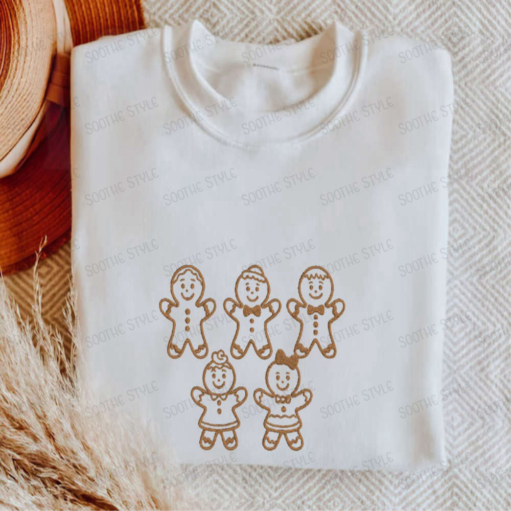 Gingerbread Men Embroidered Sweatshirt, Christmas Gift For Baker.jpg
