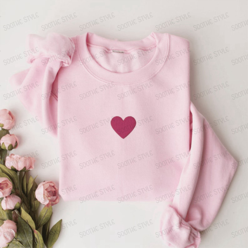Heart Valentine's Day Embroidered Sweatshirt 2D Crewneck Sweatshirt Best Gift For Family.jpg