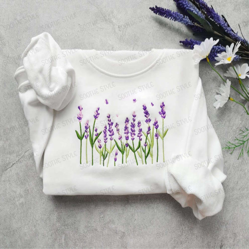 Lavender Embroidered Sweatshirt 2D Crewneck Sweatshirt For Men And Women.jpg