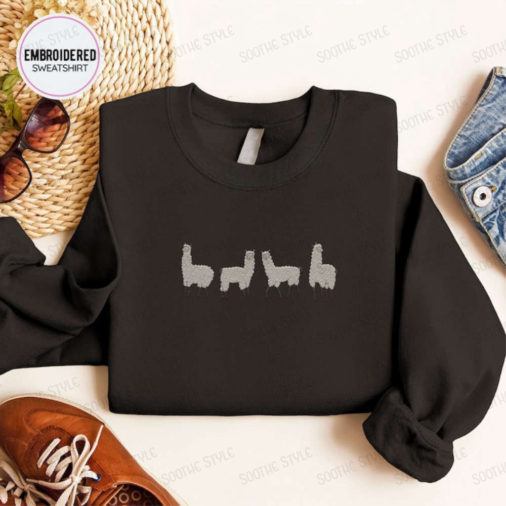 Llama Lover Embroidered Sweatshirt 2D Crewneck Sweatshirt For Men And Women.jpg