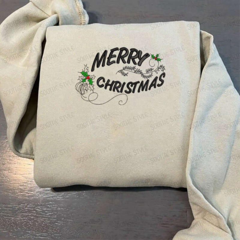 Merry Christmas Embroidery Sweatshirt, Embroidery Crewneck Sweatshirt For Family.jpg