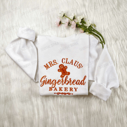 mrs. clause gingerbread embroidered sweatshirt, embroidered sweatshirt for christmas