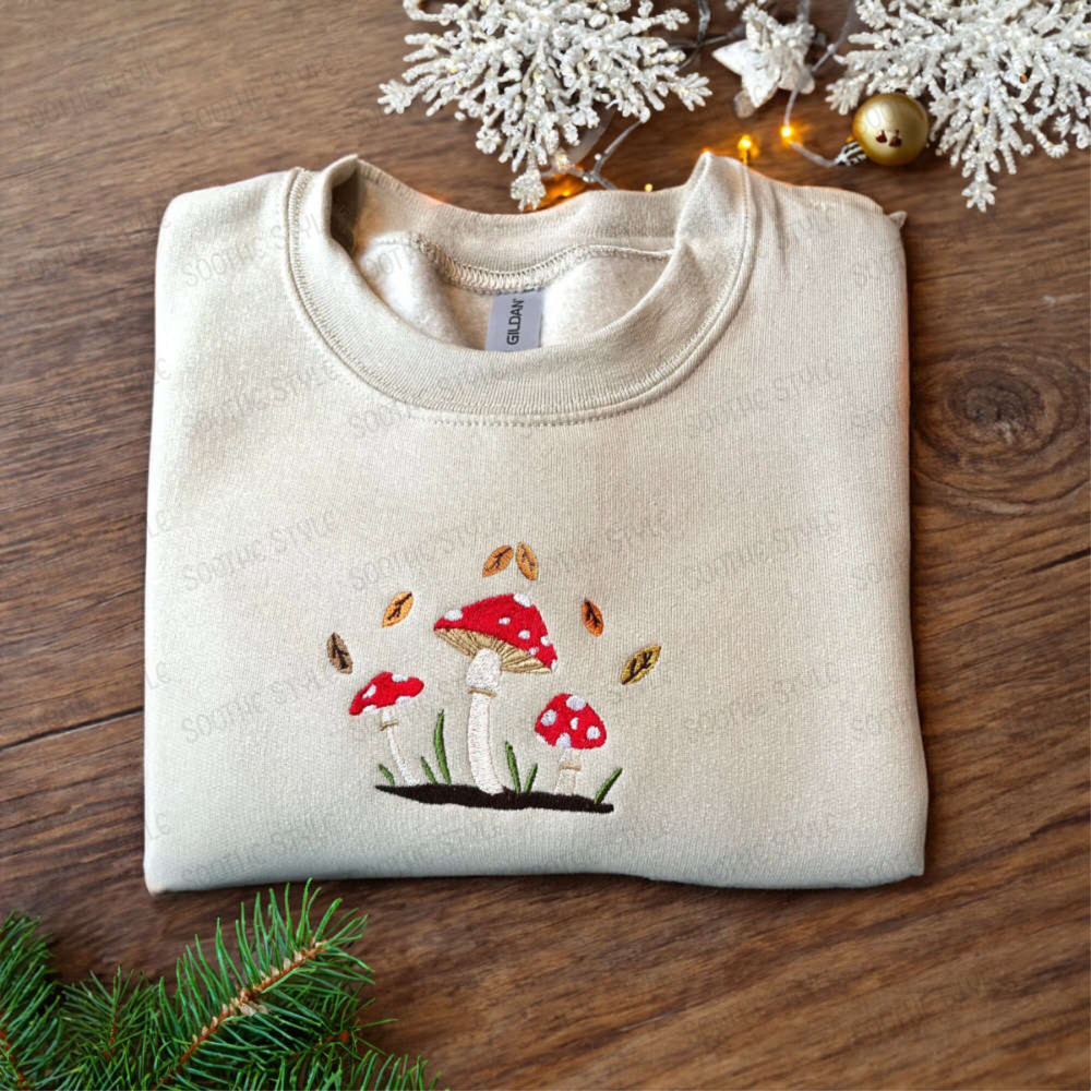 Mushroom Embroidered Sweatshirt, Mushroom Lovers Gift, Personalized Gifts For Mom.jpg
