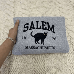 salem massachusetts embroidered sweatshirt 2d crewneck sweatshirt gift for pet lover