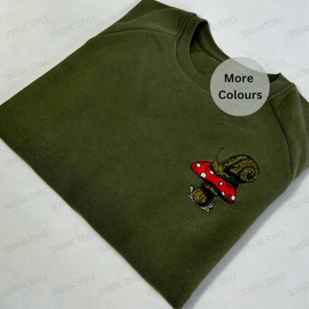 Snail & Mushroom Embroidered Sweatshirt 2D Crewneck Sweatshirt For Family.jpg