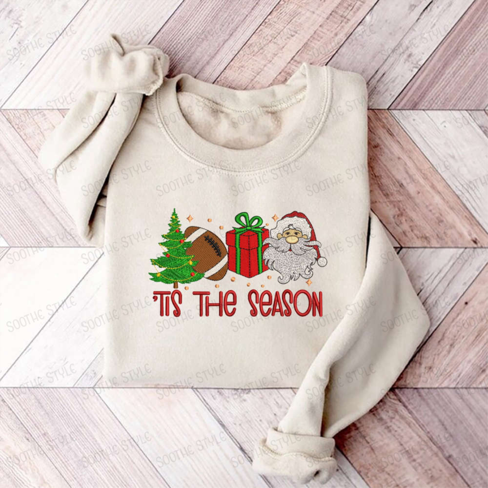 Tis The Season Christmas Tree Machine Embroidery Sweatshirt, Santa Gifts.jpg