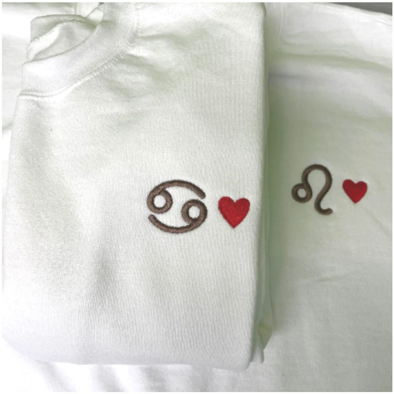 Cancer Hoodie, Leo Hoodie, Custom All Zodiac Sweatshirt Astrology Hoodie Embroidered Unique Gifts with Initial Heart on Sleeve.jpg