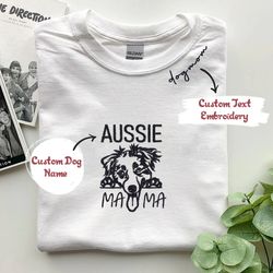 custom australian shepherd dog mama shirt embroidered collar , personalized shirt with dog name