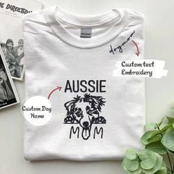 custom australian shepherd dog mom embroidered collar shirt, personalized shirt with dog name