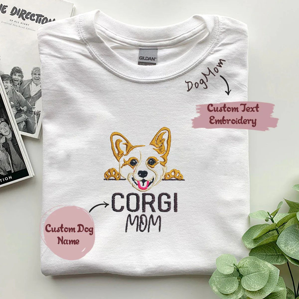 Custom Corgi Dog Mom Shirt Embroidered Collar, Personalized Shirt with Dog Name, Best Gifts For Corgi Lovers.jpg