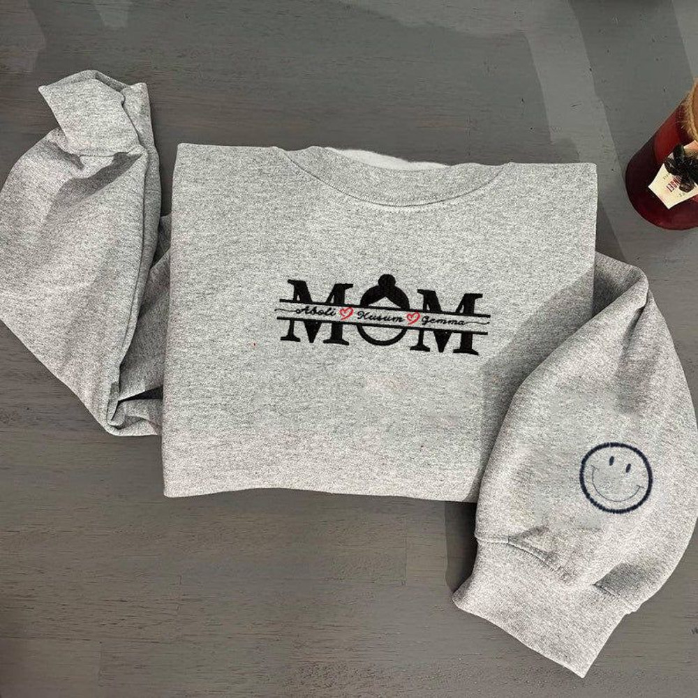 Custom Embroidered Mom With Kids Name Sweatshirt, Hoodie.jpg